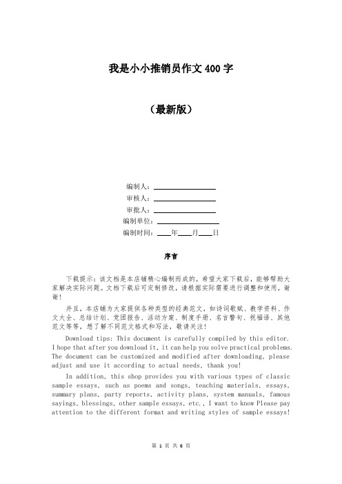 我是小小推销员作文400字