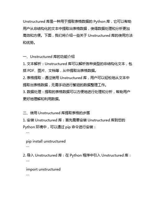 unstructured库提取表格