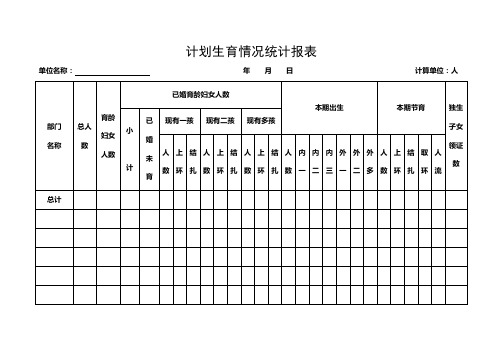 计划生育情况统计报表