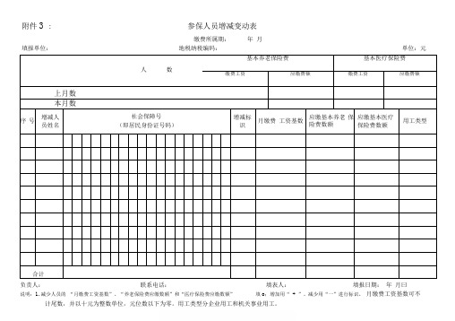 参保人员增减变动表