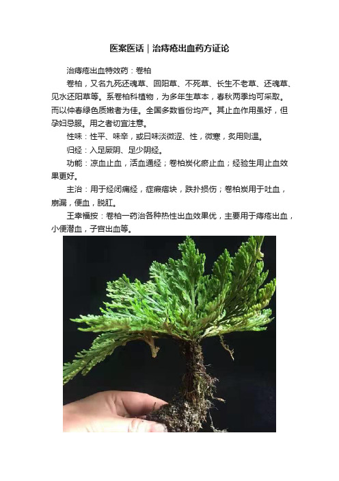 医案医话｜治痔疮出血药方证论