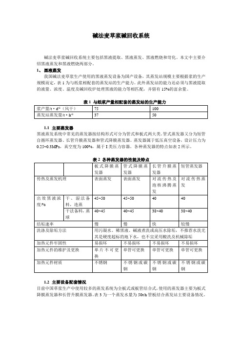 碱法麦草浆碱回收系统