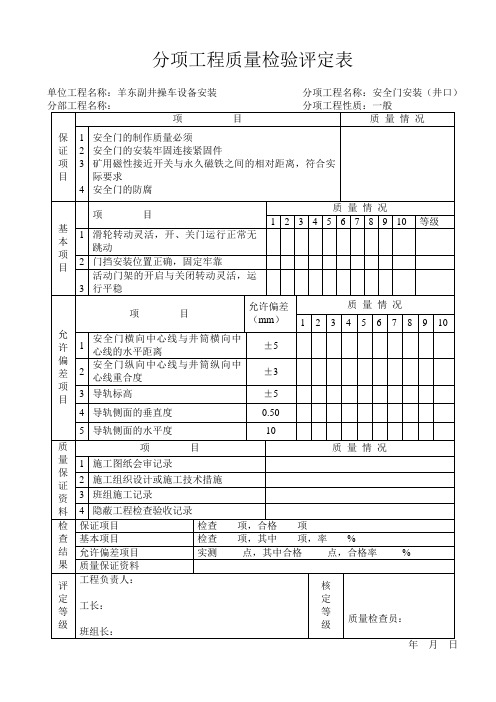 操车设备分项评定