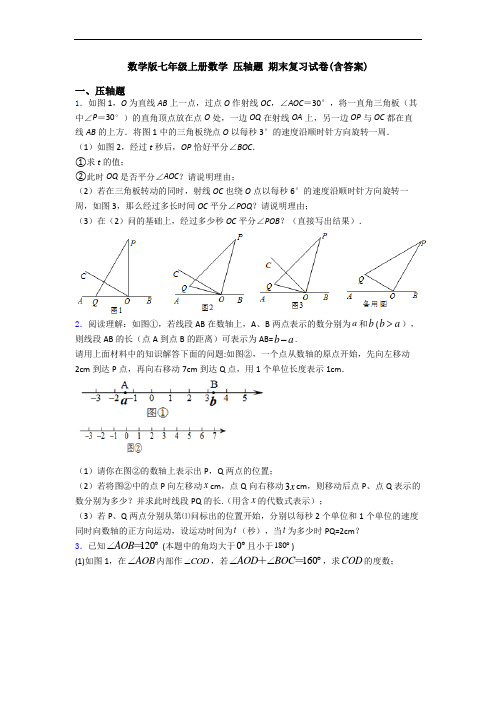 数学版七年级上册数学 压轴题 期末复习试卷(含答案)