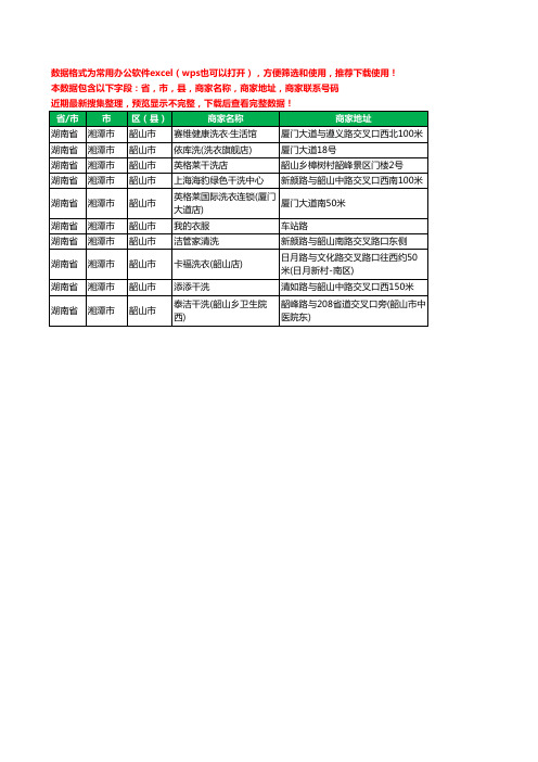 2020新版湖南省湘潭市韶山市洗衣店工商企业公司商家名录名单联系电话号码地址大全10家