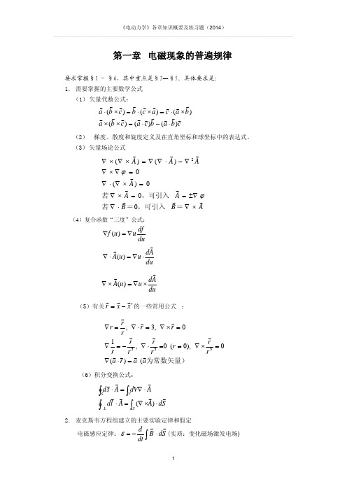 电动力学各章知识要点及习题