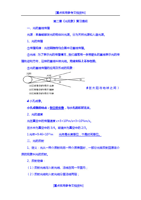 [参考实用]初中物理光学复习提纲