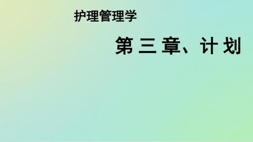 护理管理之计划 PPT课件