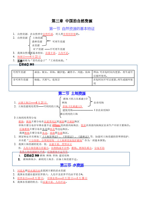 初中地理中考会考必备知识点(人教版)-第三章 中国的自然资源