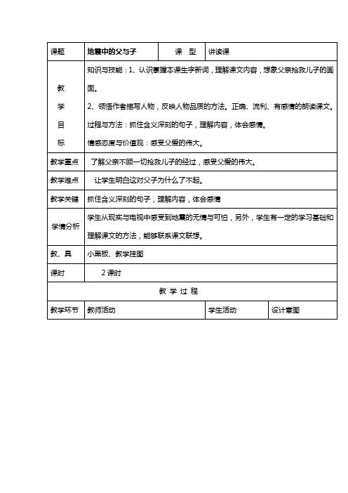 地震中的父与子 师用导学案