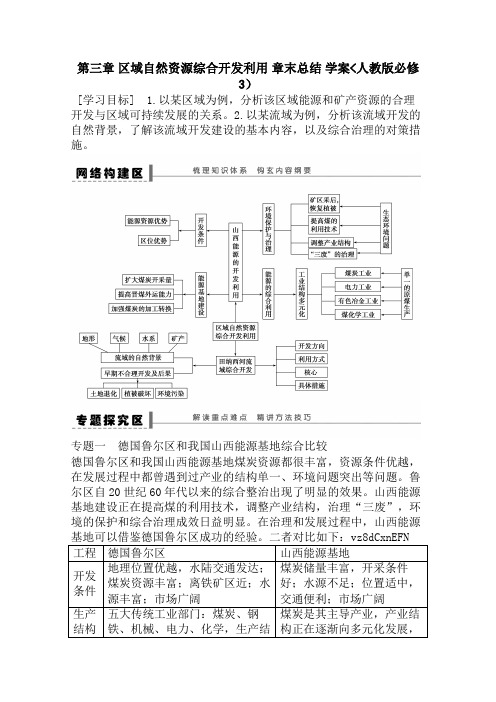 必修3教案 第3章 区域自然资源综合开发利用章末总结