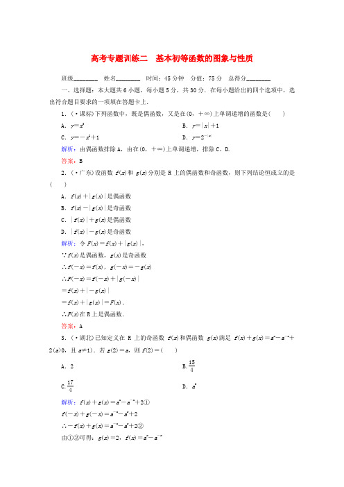 高考数学 专题练习 二 基本初等函数的图象与性质 理.doc