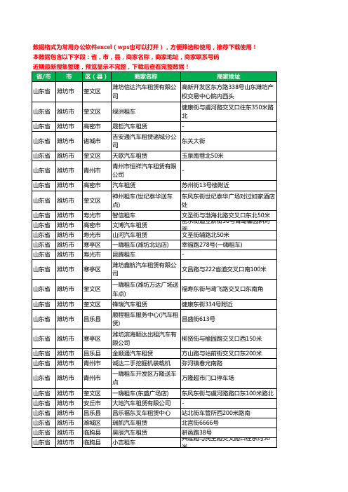 2020新版山东省潍坊市汽车租赁工商企业公司商家名录名单黄页联系电话号码地址大全184家