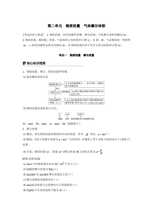 (浙江选考)2021高考化学一轮复习专题1第二单元物质的量气体摩尔体积教案