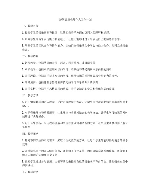 培智音乐教师个人工作计划