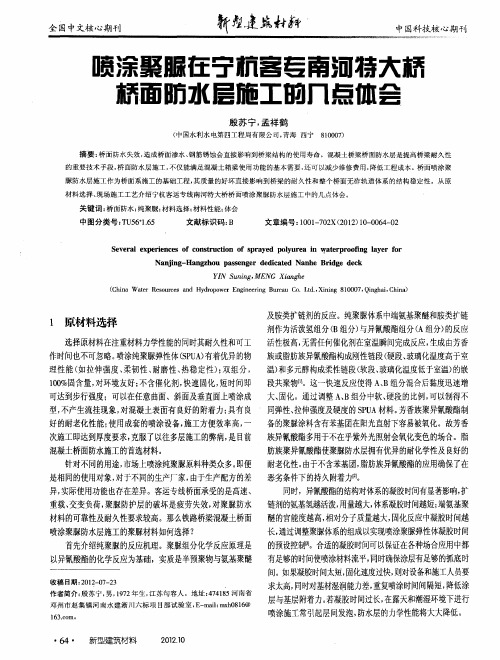 喷涂聚脲在宁杭客专南河特大桥桥面防水层施工的几点体会