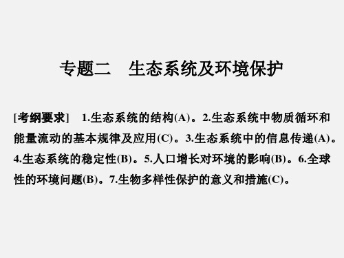 高考生物 二轮复习 生命系统的生态基础 专题二 生态系统及环境保护