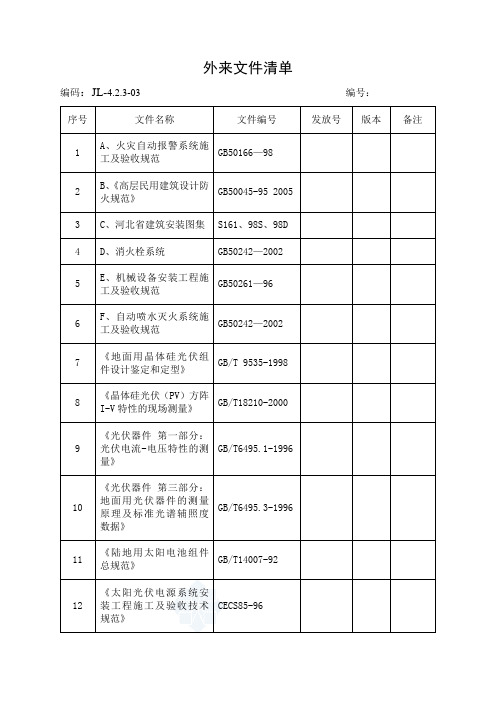 外来文件清单