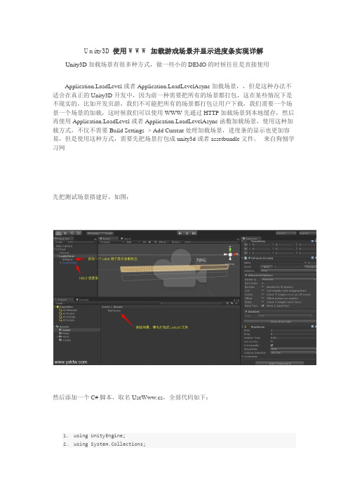 Unity3D技术之使用WWW加载游戏场景并显示进度条实现详解