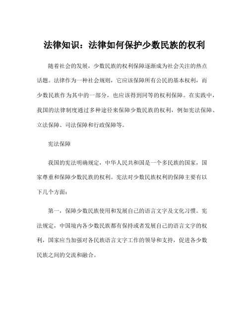 法律知识：法律如何保护少数民族的权利