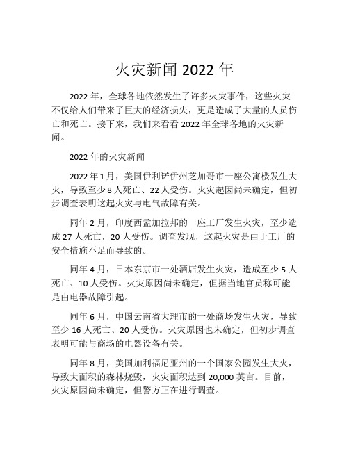 火灾新闻2022年