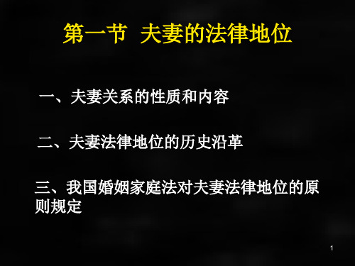 婚姻家庭继承法学课件第四章夫妻关系