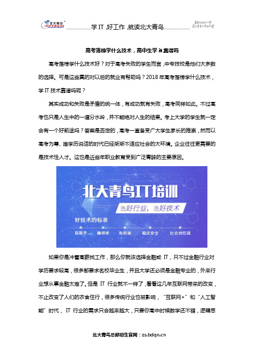 高考落榜学什么技术,高中生学it靠谱吗