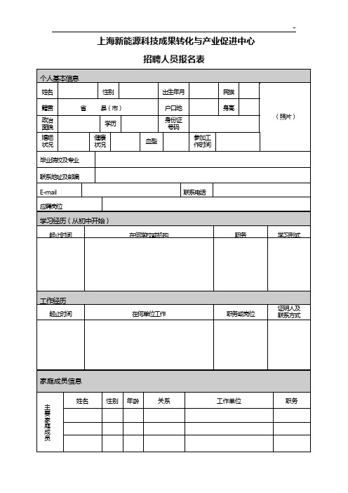 附加资料13招商银行应聘登记表