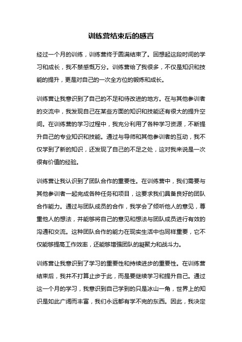 训练营结束后的感言