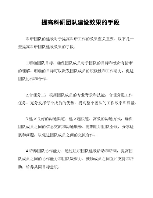 提高科研团队建设效果的手段