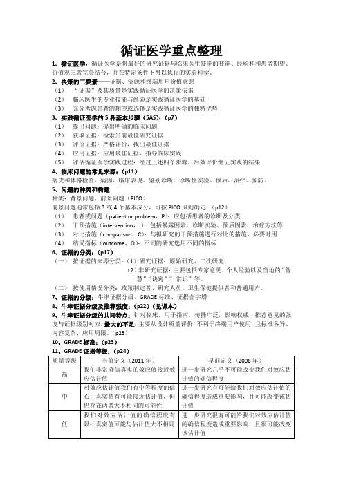 循证医学重点整理