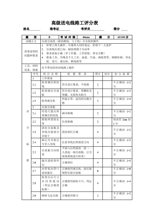 压接引流线(耐张跳线、弓子线)并安装的操作