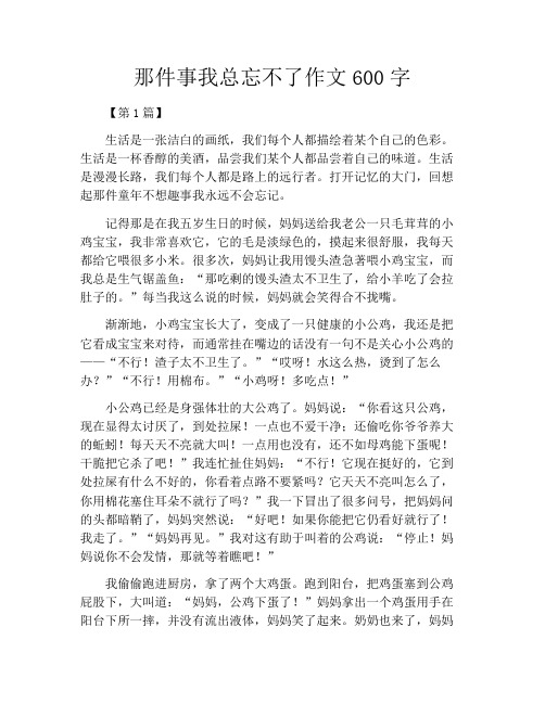 那件事我总忘不了作文600字