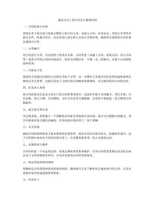 建筑公司工程合同怎么整理归档