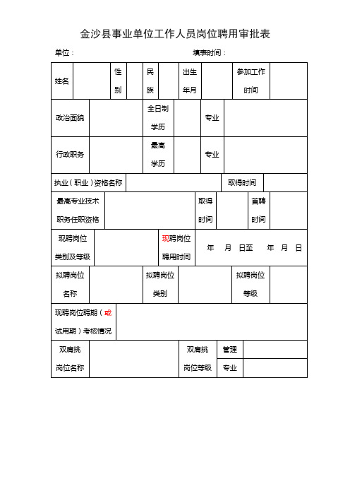 岗位聘用审批表