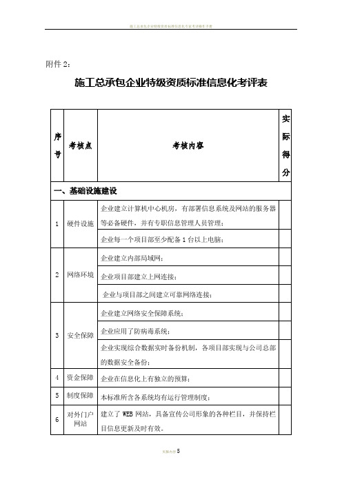 施工总承包企业特级资质标准信息化考评表