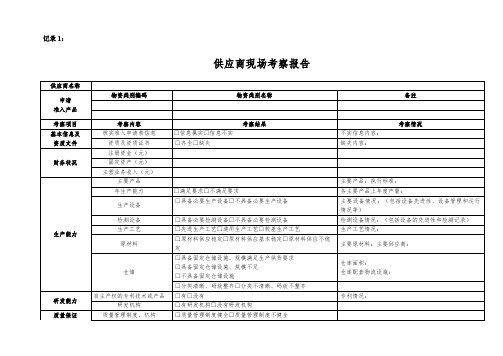 供应商现场考察报告