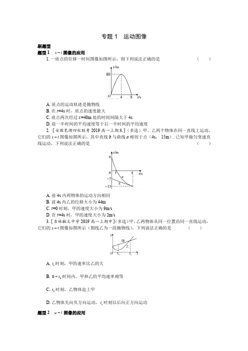 高中必刷题 物理必修1 第二章  匀变速直线运动的研究 专题1  运动图像