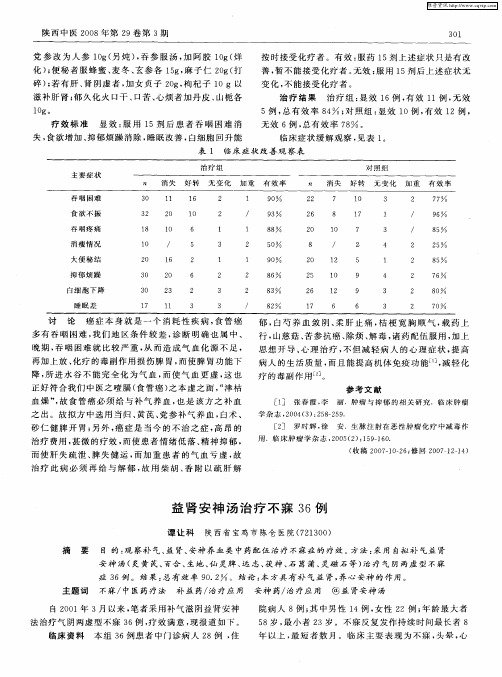 益肾安神汤治疗不寐36例