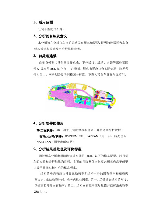 白车身模态分析作业指导书