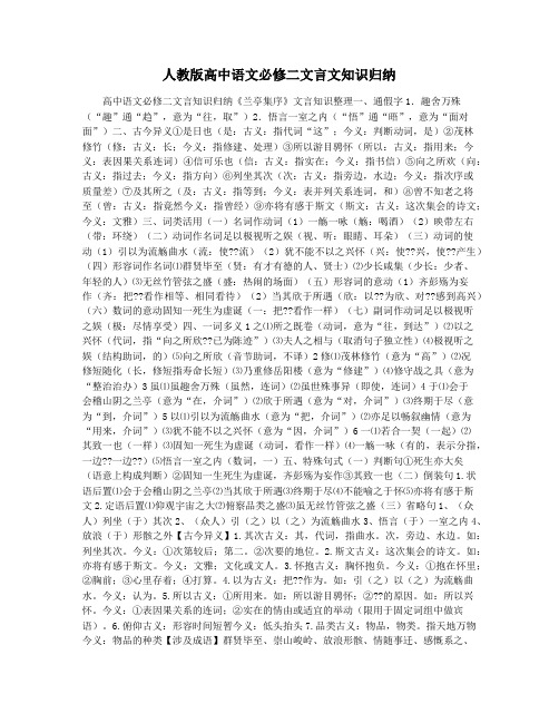 人教版高中语文必修二文言文知识归纳