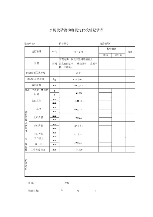 各仪器设备校验记录表