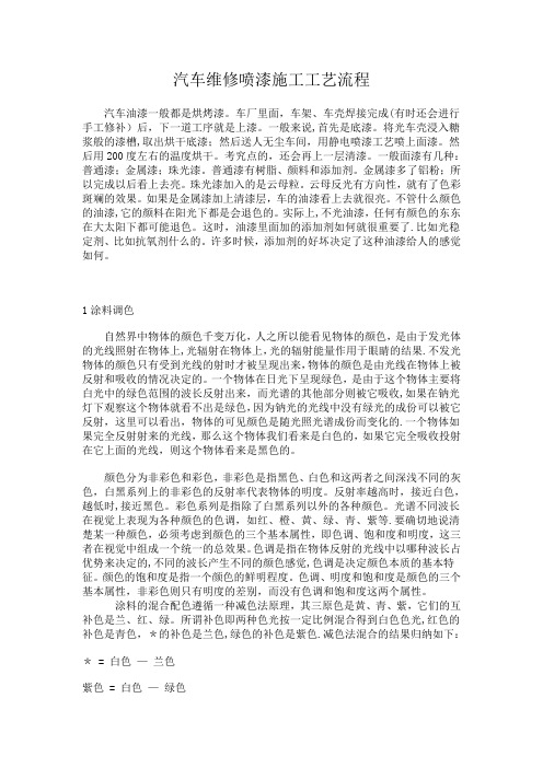 汽车维修喷漆施工工艺流程详解