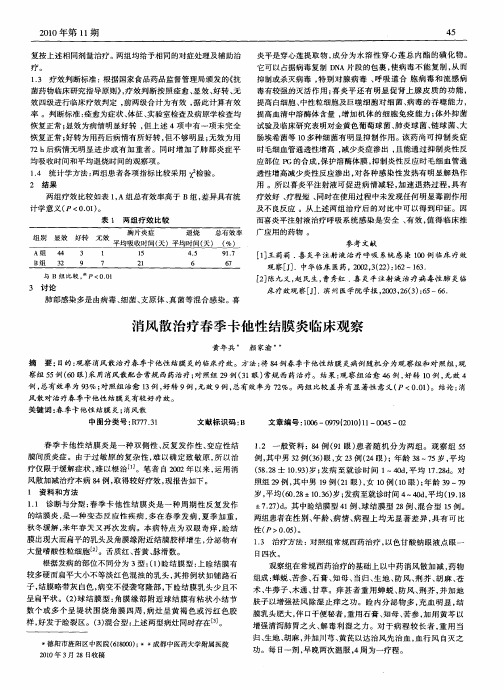 消风散治疗春季卡他性结膜炎临床观察