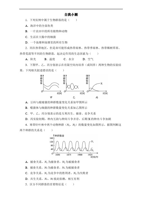 生物中图版必修三同步自我小测：群落的基本特征与结构