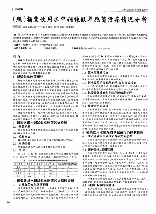 (瓶)桶装饮用水中铜绿假单胞菌污染情况分析