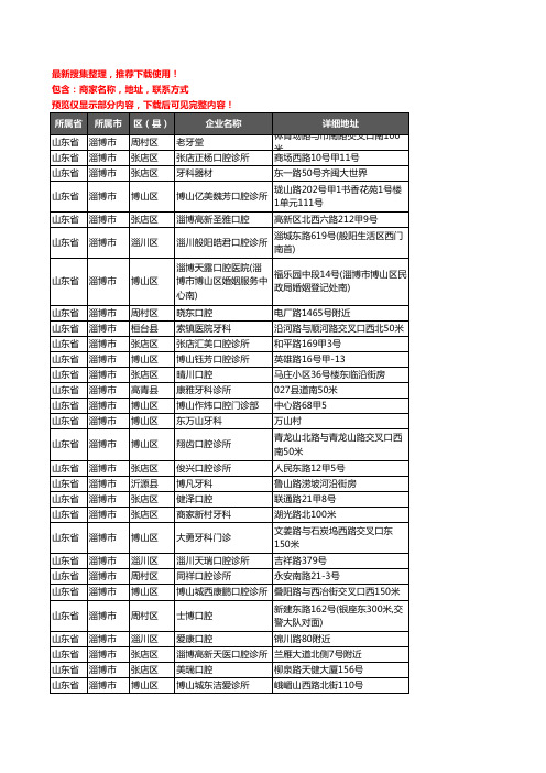 新版山东省淄博市牙科企业公司商家户名录单联系方式地址大全409家