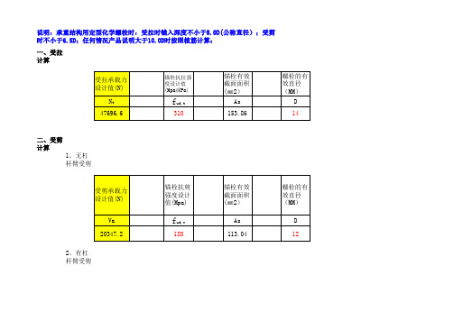 化学螺栓计算表