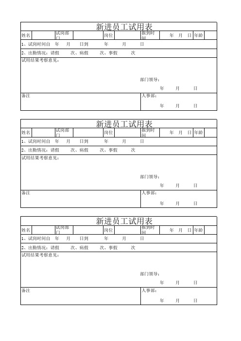 新进员工试用表