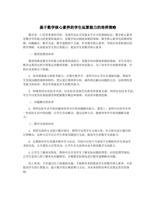 基于数学核心素养的学生运算能力的培养策略